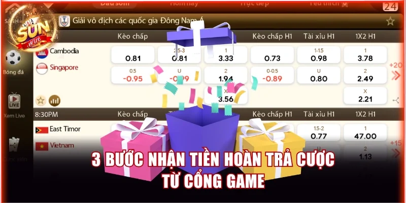 3 bước nhận tiền hoàn trả cược từ cổng game