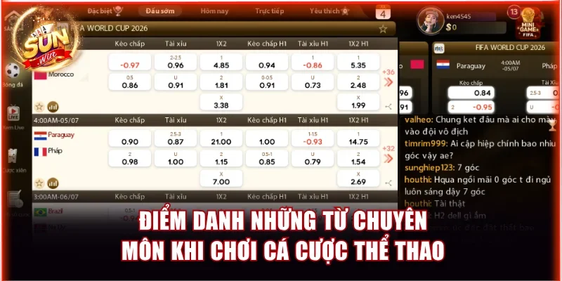 Điểm danh những từ chuyên môn khi chơi cá cược thể thao